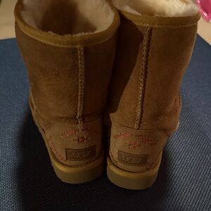 UGG Chestnut Suede Boots with Embroidery